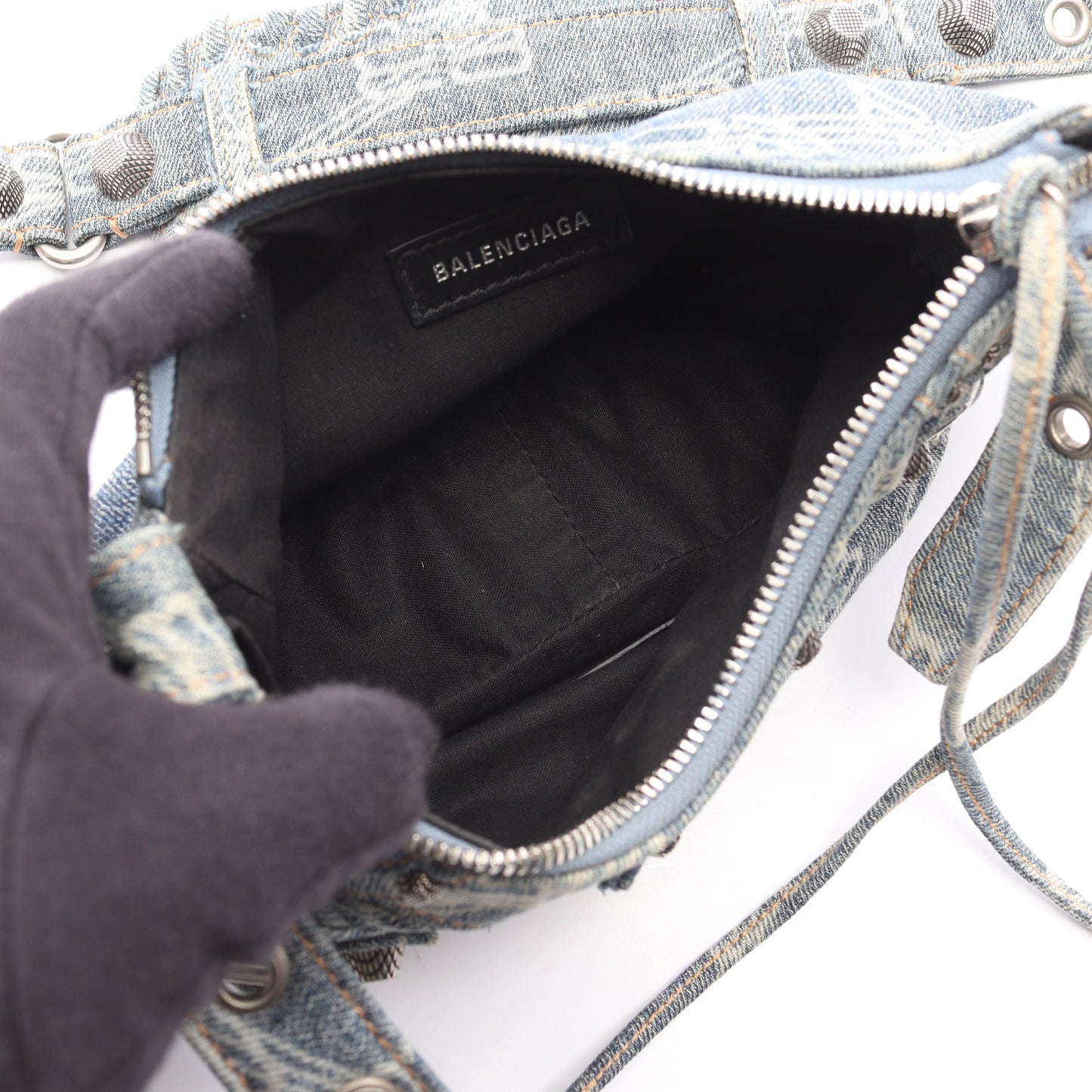LE CAGOLE XS ル カゴール ショルダーバッグ デニム ブルー バレンシアガ バッグ BALENCIAGA
