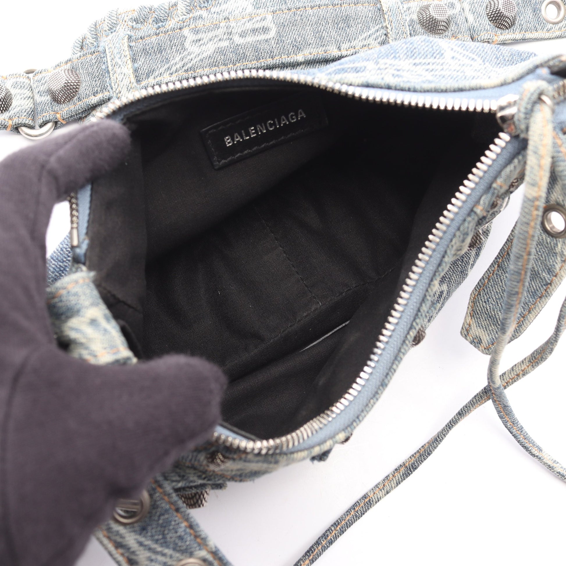 LE CAGOLE XS ル カゴール ショルダーバッグ デニム ブルー バレンシアガ バッグ BALENCIAGA