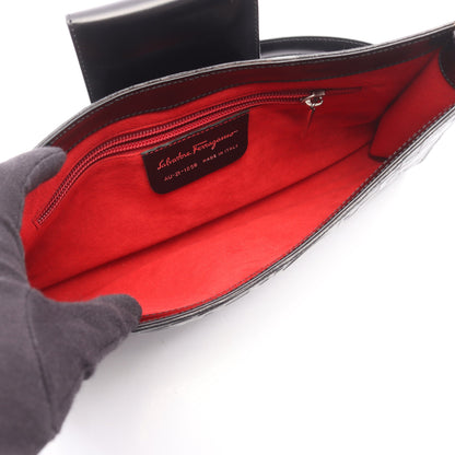 ガンチーニ エンボス ワンショルダーバッグ レザー ブラック サルヴァトーレフェラガモ バッグ Salvatore Ferragamo