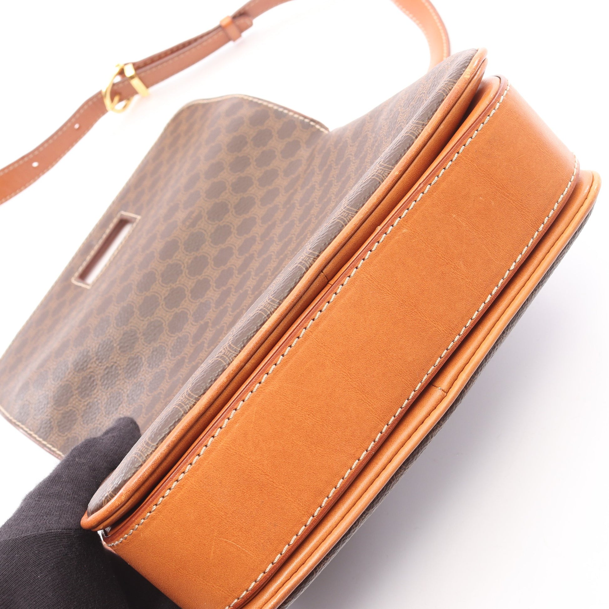 マカダム ショルダーバッグ PVC レザー ダークブラウン ブラウン セリーヌ バッグ CELINE