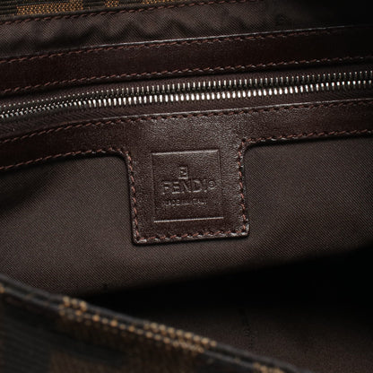 ズッカ ワンショルダーバッグ キャンバス レザー ブラウン ダークブラウン フェンディ バッグ FENDI