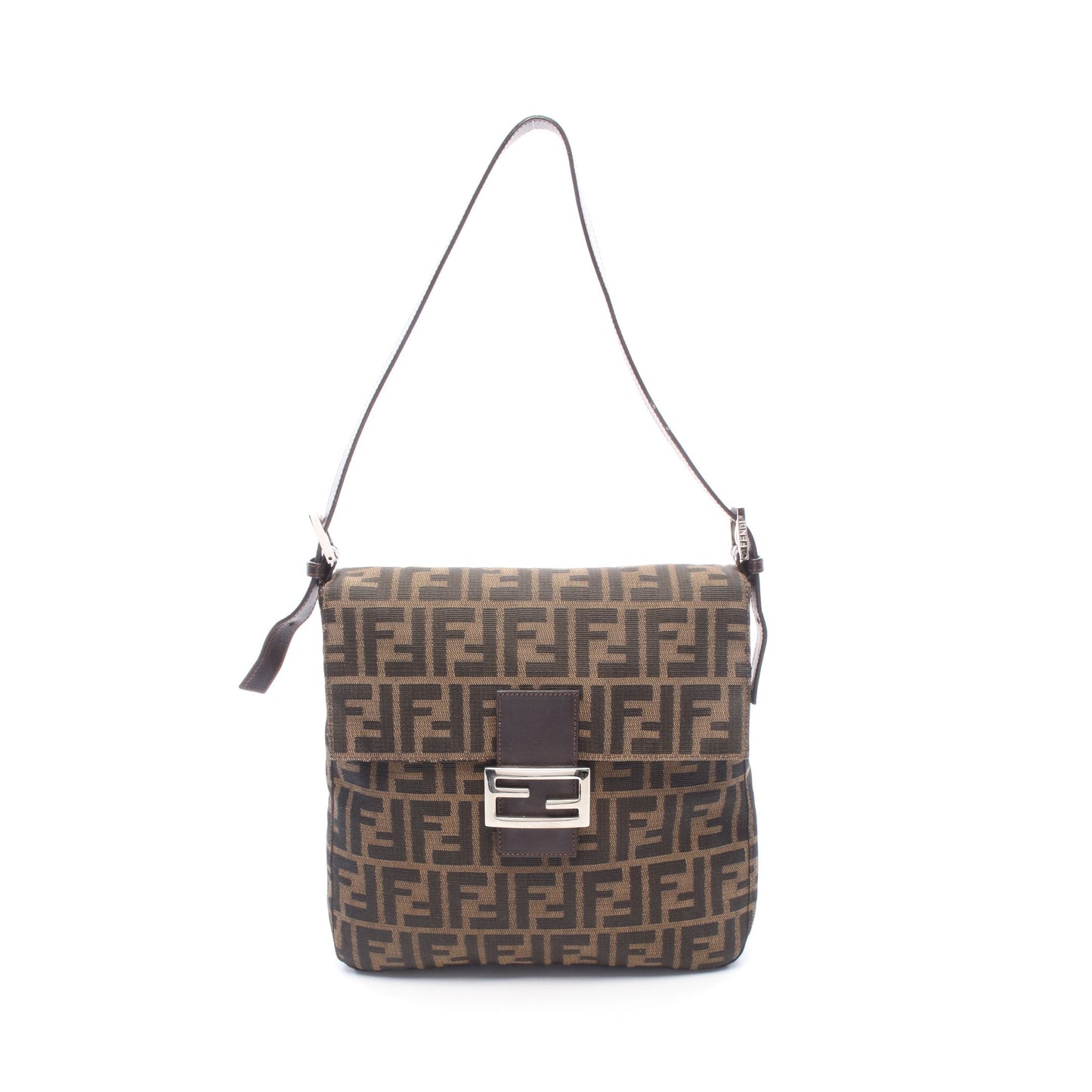 ズッカ ワンショルダーバッグ キャンバス レザー ブラウン ダークブラウン フェンディ バッグ FENDI
