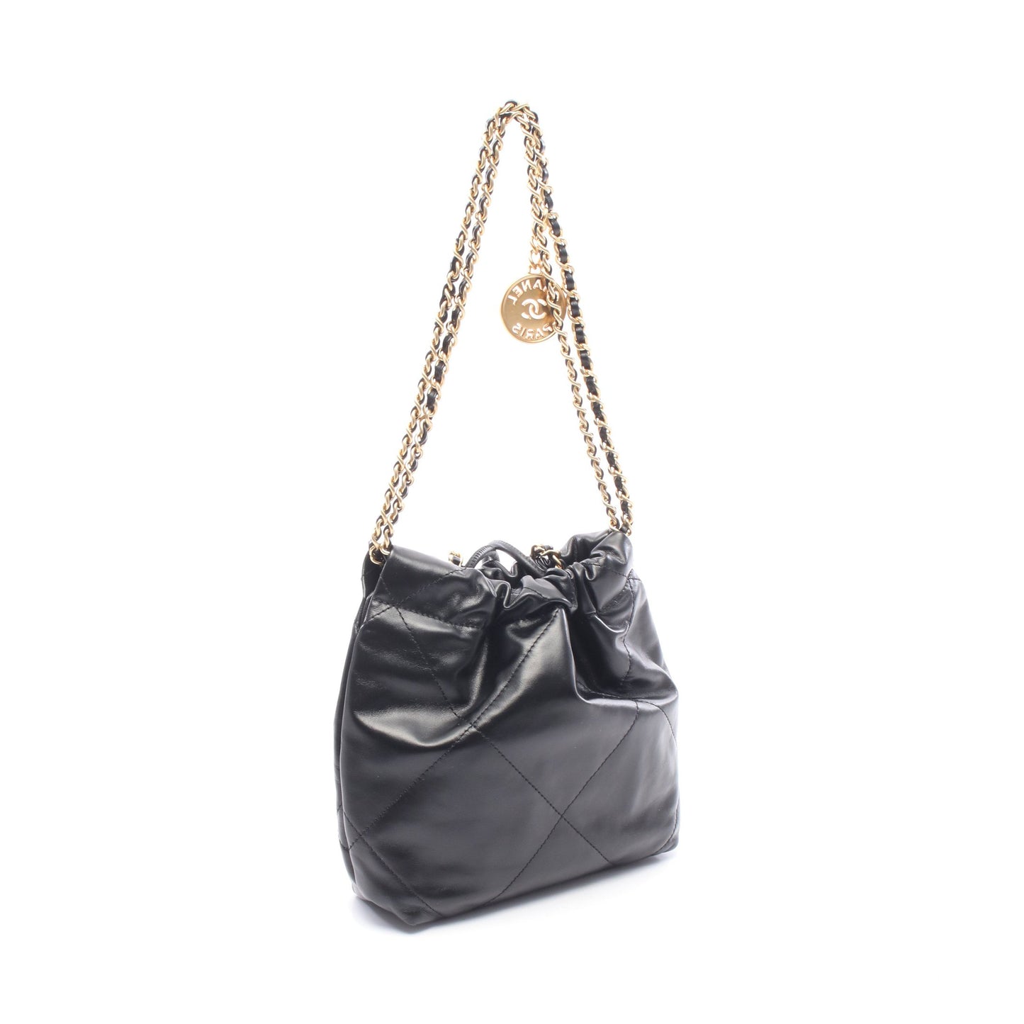 CHANEL 22 ミニ チェーンショルダーバッグ レザー ブラック ゴールド金具 シャネル バッグ CHANEL