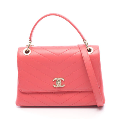 シェブロン Vステッチ 2WAY ハンドバッグ レザー ピンク ゴールド金具 シャネル バッグ CHANEL
