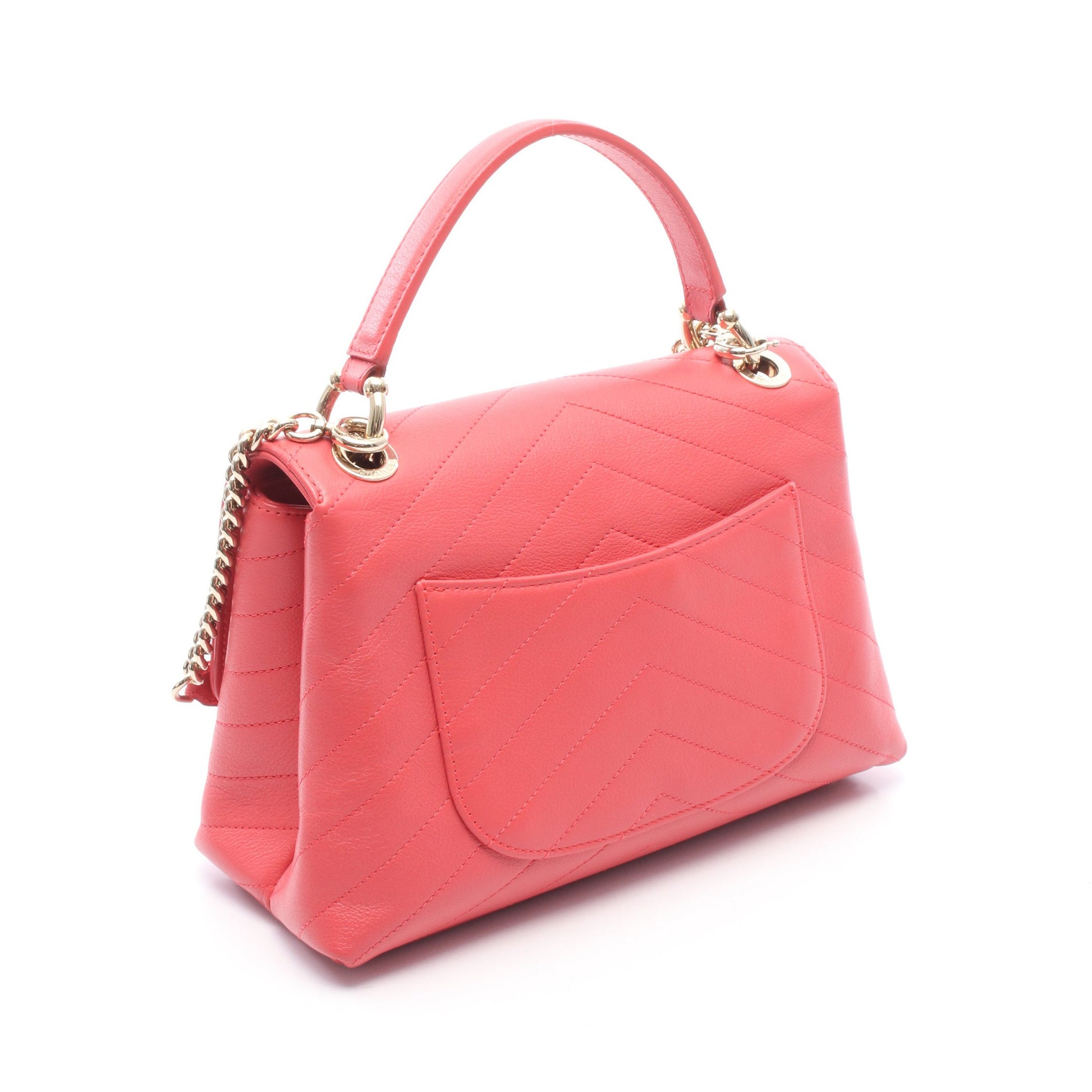 シェブロン Vステッチ 2WAY ハンドバッグ レザー ピンク ゴールド金具 シャネル バッグ CHANEL