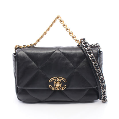 19 ディズヌフ マトラッセ 2WAY チェーンショルダーバッグ レザー ブラック ゴールド金具 シャネル バッグ CHANEL