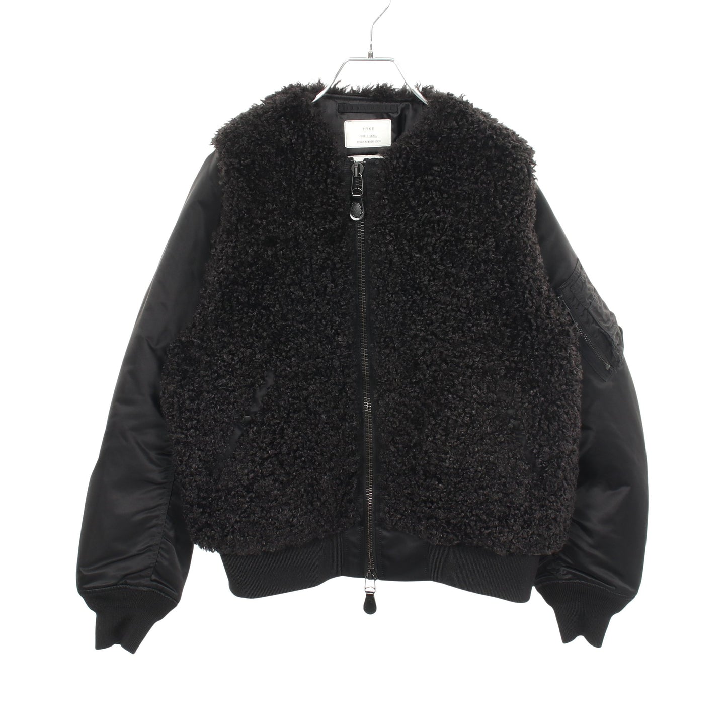 FAUX SHEARING TYPE MA-1 切替 中綿 ジャケット ナイロン ブラック ハイク
