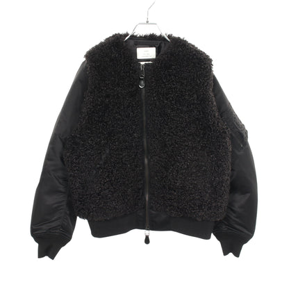 FAUX SHEARING TYPE MA-1 切替 中綿 ジャケット ナイロン ブラック ハイク
