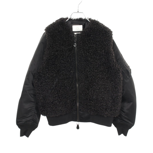 FAUX SHEARING TYPE MA-1 切替 中綿 ジャケット ナイロン ブラック ハイク