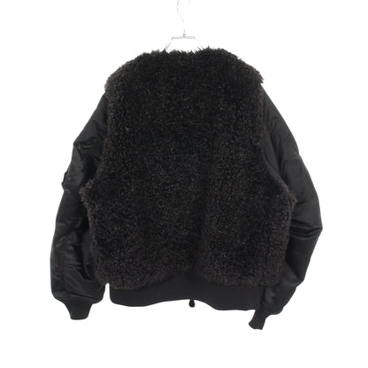 FAUX SHEARING TYPE MA-1 切替 中綿 ジャケット ナイロン ブラック ハイク