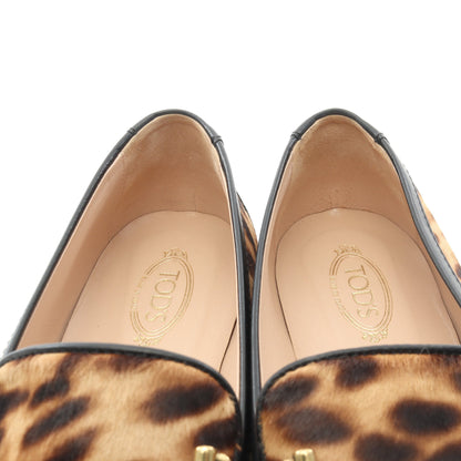 ダブルT レオパード ローファー ハラコ ブラウン トッズ シューズ TOD'S