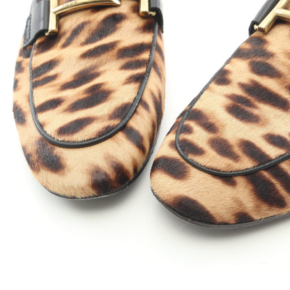 ダブルT レオパード ローファー ハラコ ブラウン トッズ シューズ TOD'S