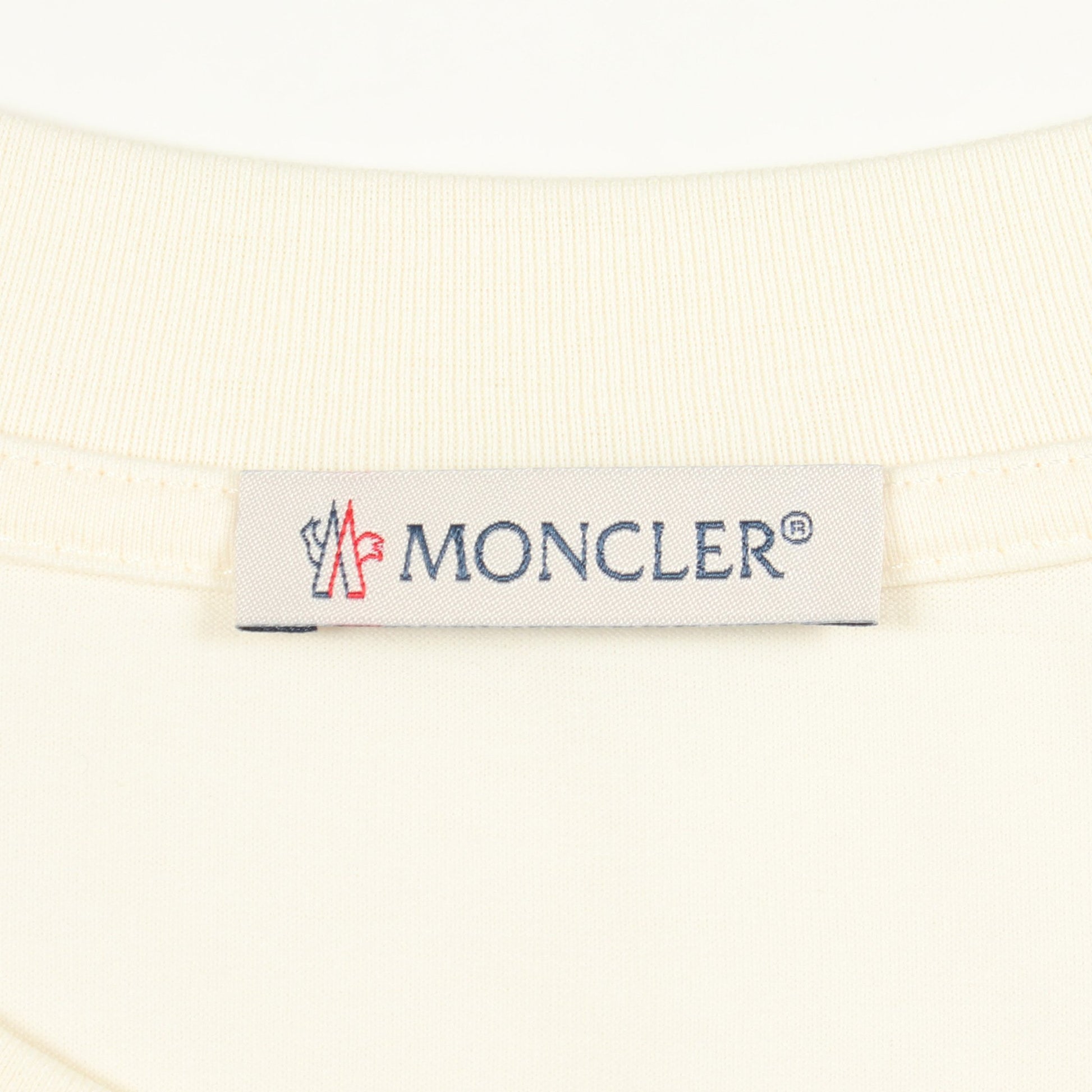 スパンコールロゴ クロップド 半袖Tシャツ コットン オフホワイト モンクレール トップス MONCLER