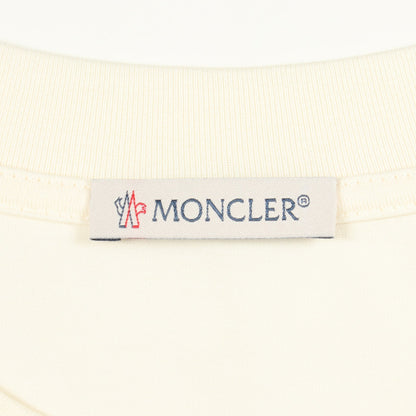 スパンコールロゴ クロップド 半袖Tシャツ コットン オフホワイト モンクレール トップス MONCLER