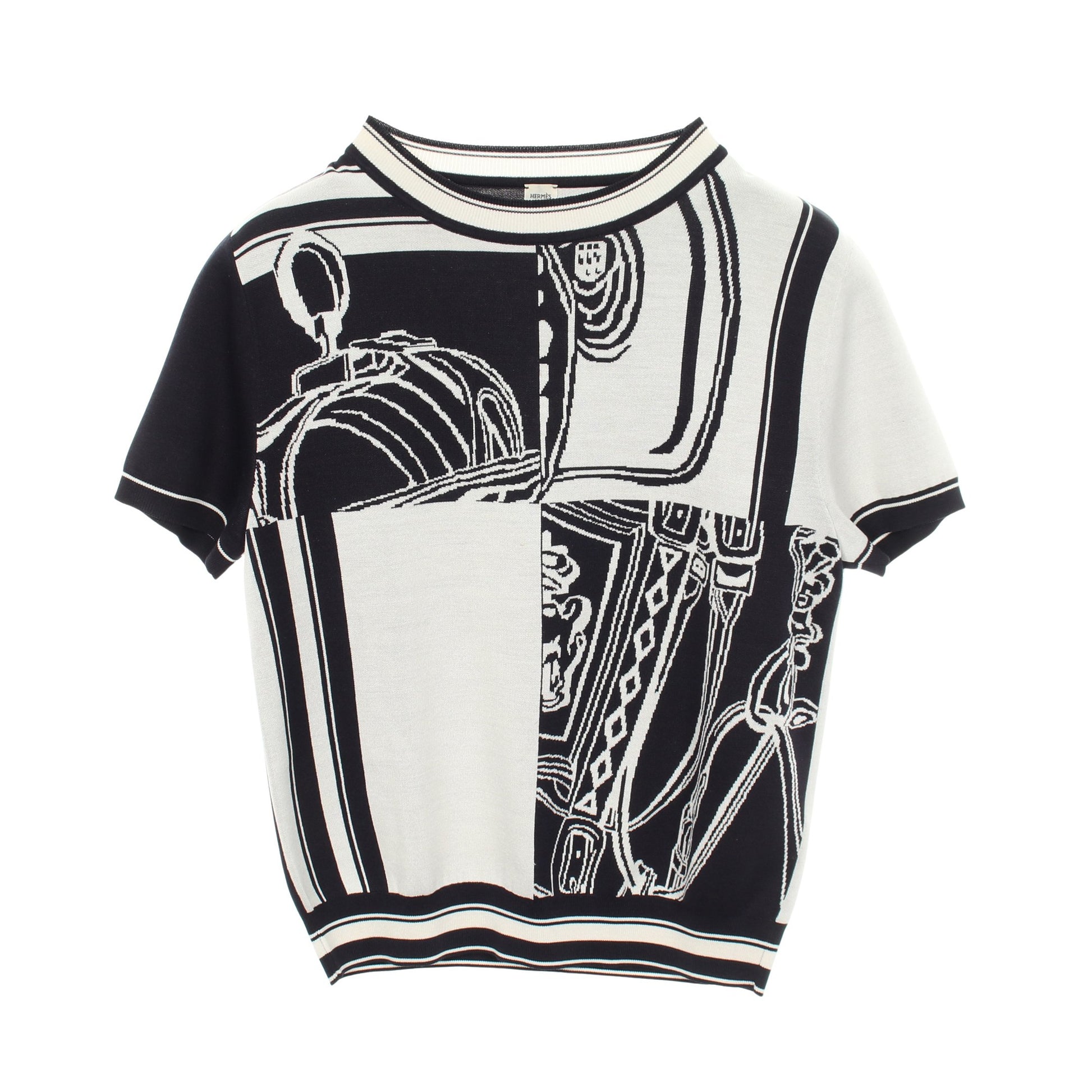 EN DESORDRE FINESSE 半袖 ニット シルク ネイビー ホワイト エルメス トップス HERMES