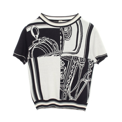 EN DESORDRE FINESSE 半袖 ニット シルク ネイビー ホワイト エルメス トップス HERMES
