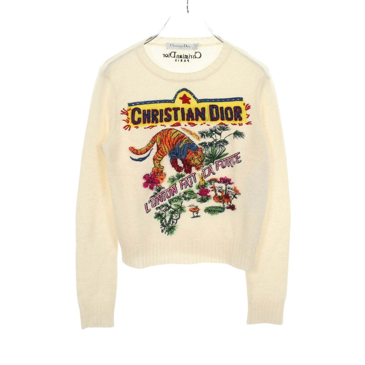 インディアンタイガー ニット カシミヤ アイボリー マルチカラー クリスチャンディオール トップス Christian Dior