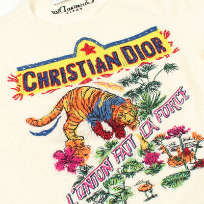 インディアンタイガー ニット カシミヤ アイボリー マルチカラー クリスチャンディオール トップス Christian Dior