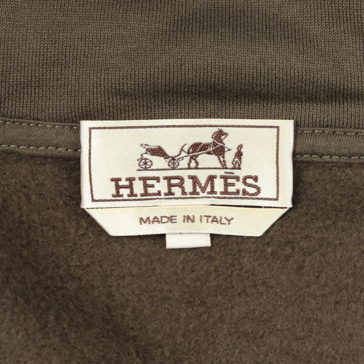 ジップアップパーカー コットン カーキグリーン エルメス トップス HERMES