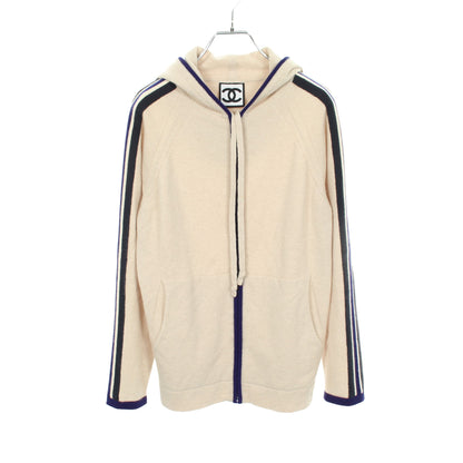 スポーツライン ニット ジップアップパーカー カシミヤ ベージュ ブルー ネイビー 09P シャネル トップス CHANEL