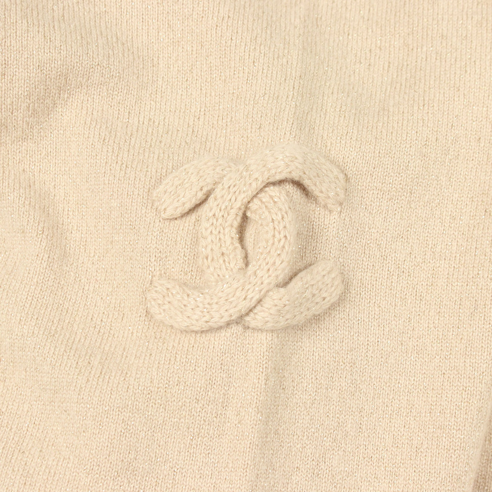 ココマーク ラメ ジップアップパーカー カシミヤ ベージュ シャネル トップス CHANEL