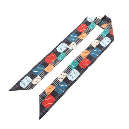ツイリー BALLES DE TENNIS リボン スカーフ シルク ダークグレー マルチカラー エルメス 財布・小物 HERMES