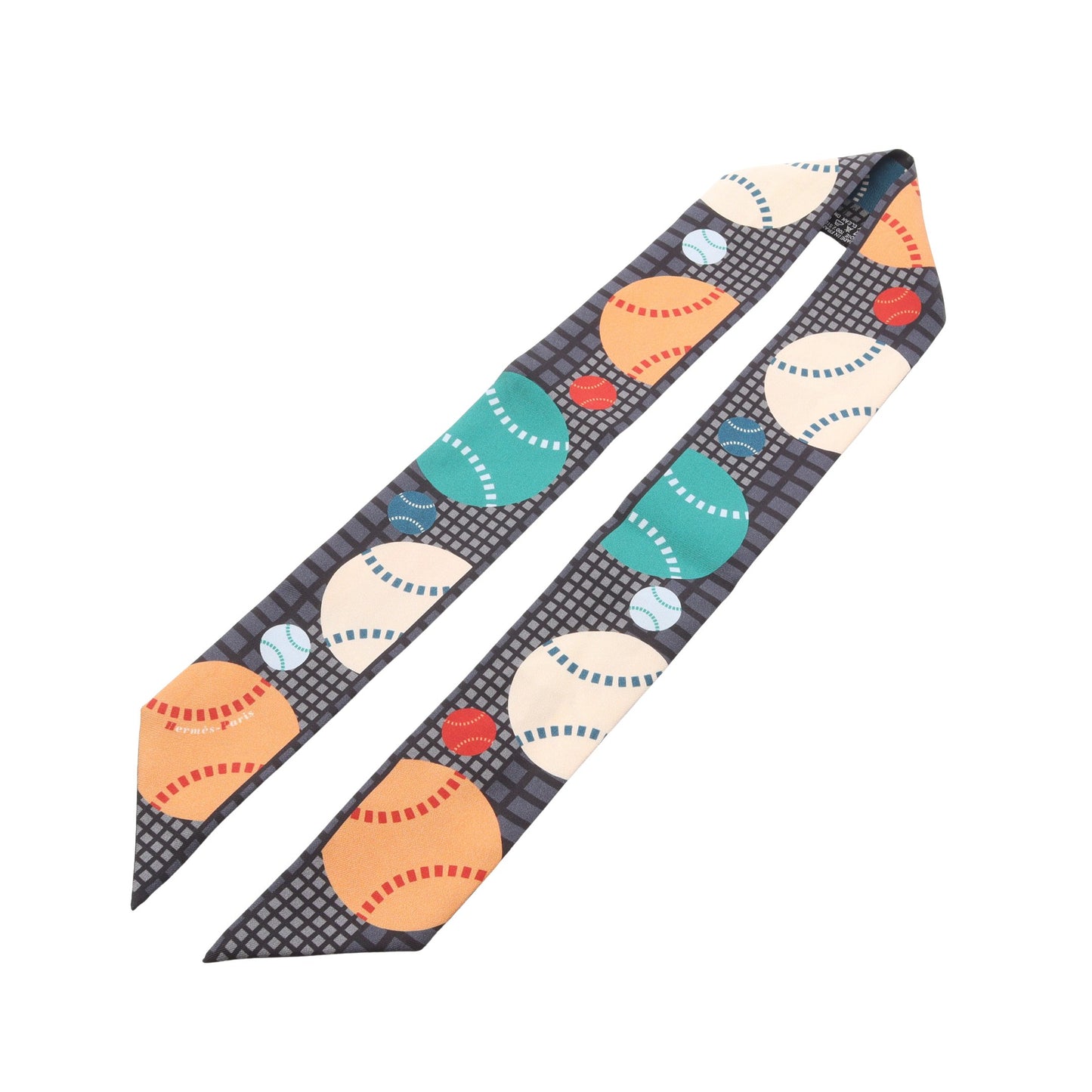 ツイリー BALLES DE TENNIS リボン スカーフ シルク ダークグレー マルチカラー エルメス 財布・小物 HERMES