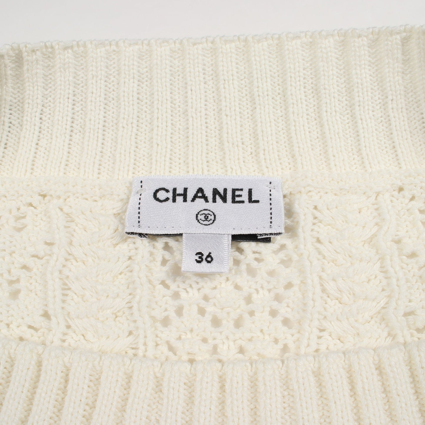ココマーク 半袖 ニット コットン オフホワイト シャネル トップス CHANEL
