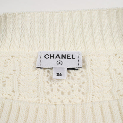 ココマーク 半袖 ニット コットン オフホワイト シャネル トップス CHANEL