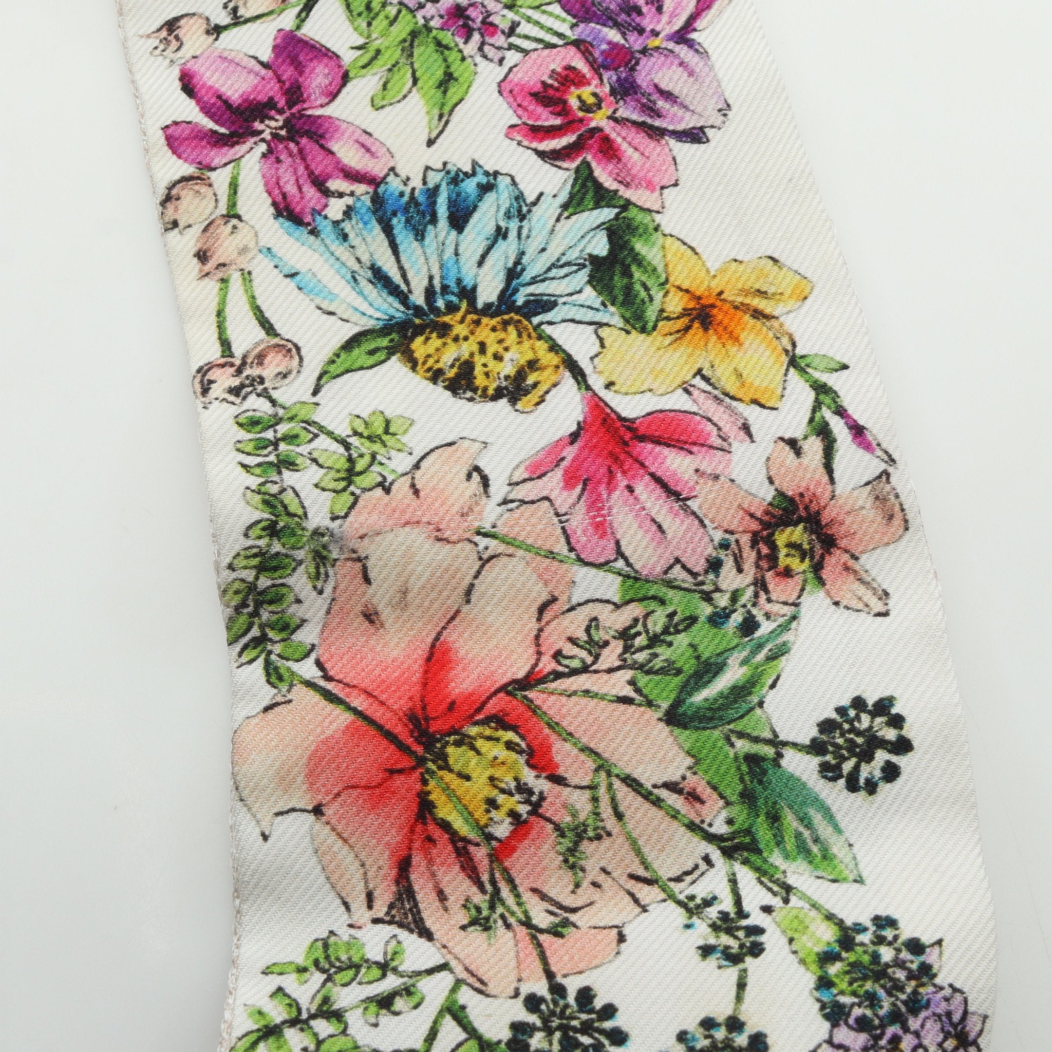 クリスチャンディオール　D-Floral　ミッツァ　フローラル　リボンスカーフ D-Floral ミッツァ リボン スカーフ シルク ベージュ マルチカラー