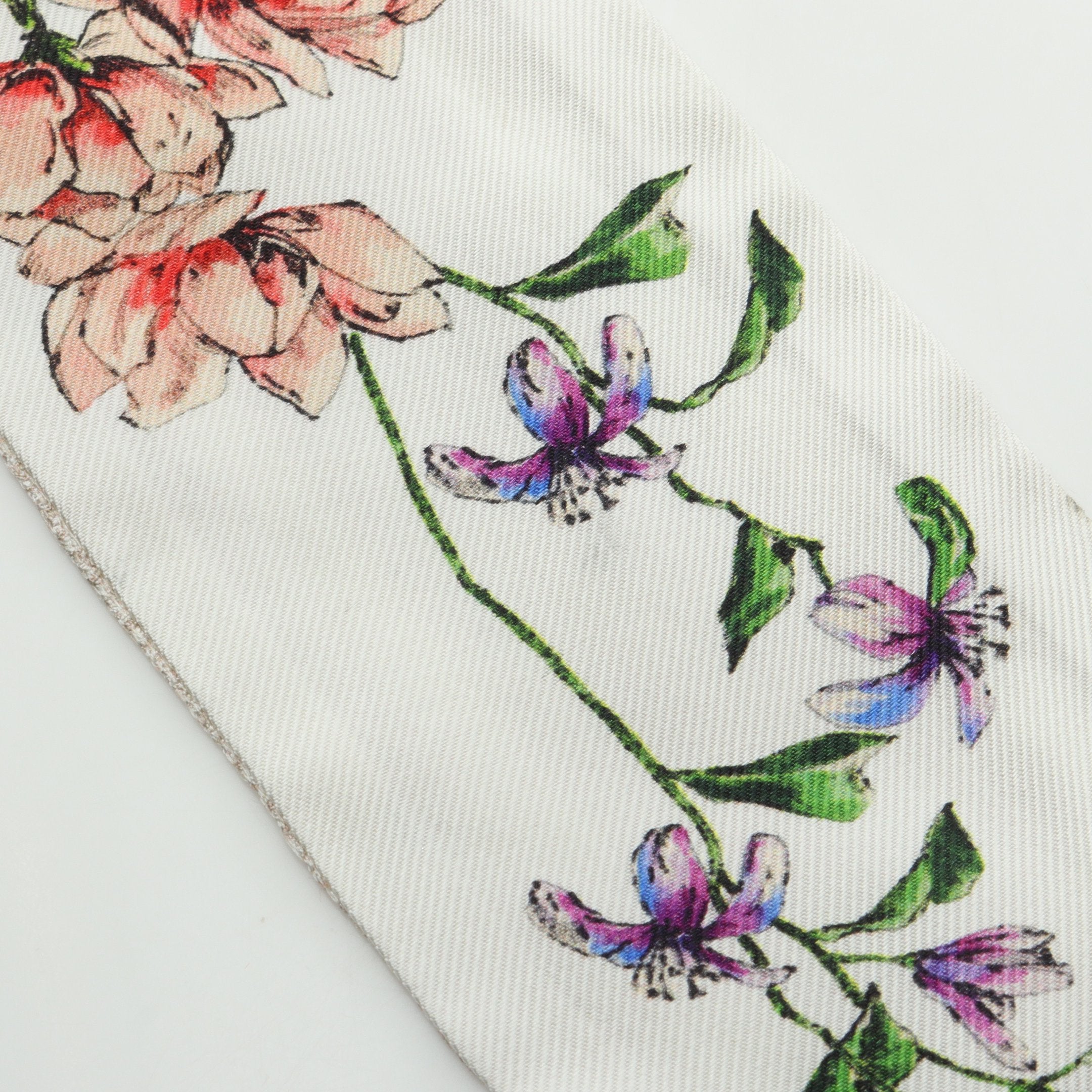 D-Floral ミッツァ リボン スカーフ シルク ベージュ マルチカラー
