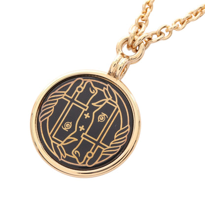 メダイユ カドリージュPM ネックレス GP ゴールド ブラック エルメス アクセサリー HERMES