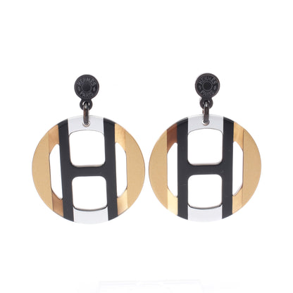 Hエキップ イリュジョン ドゥ ニュイ ピアス バッファローホーン ブラック ゴールド シルバー エルメス アクセサリー HERMES