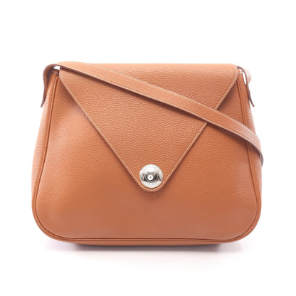 クリスティーヌ ゴールド ショルダーバッグ トゴ ブラウン シルバー金具 □C刻印 エルメス バッグ HERMES