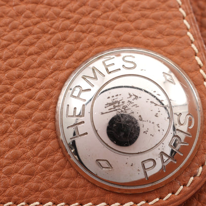 クリスティーヌ ゴールド ショルダーバッグ トゴ ブラウン シルバー金具 □C刻印 エルメス バッグ HERMES