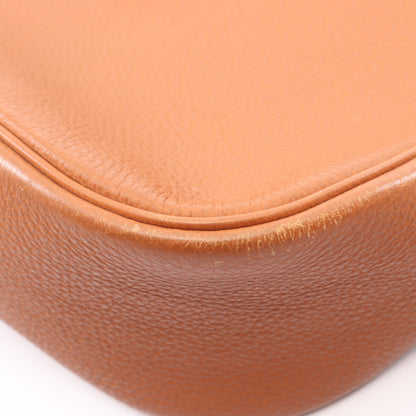 クリスティーヌ ゴールド ショルダーバッグ トゴ ブラウン シルバー金具 □C刻印 エルメス バッグ HERMES