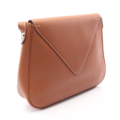 クリスティーヌ ゴールド ショルダーバッグ トゴ ブラウン シルバー金具 □C刻印 エルメス バッグ HERMES