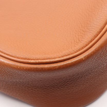 クリスティーヌ ゴールド ショルダーバッグ トゴ ブラウン シルバー金具 □C刻印 エルメス バッグ HERMES