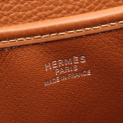 クリスティーヌ ゴールド ショルダーバッグ トゴ ブラウン シルバー金具 □C刻印 エルメス バッグ HERMES