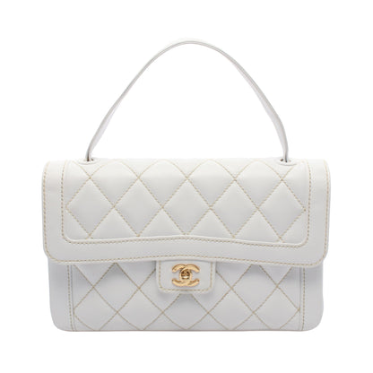 ワイルドステッチ トップハンドル ハンドバッグ レザー ホワイト ゴールド金具 シャネル バッグ CHANEL