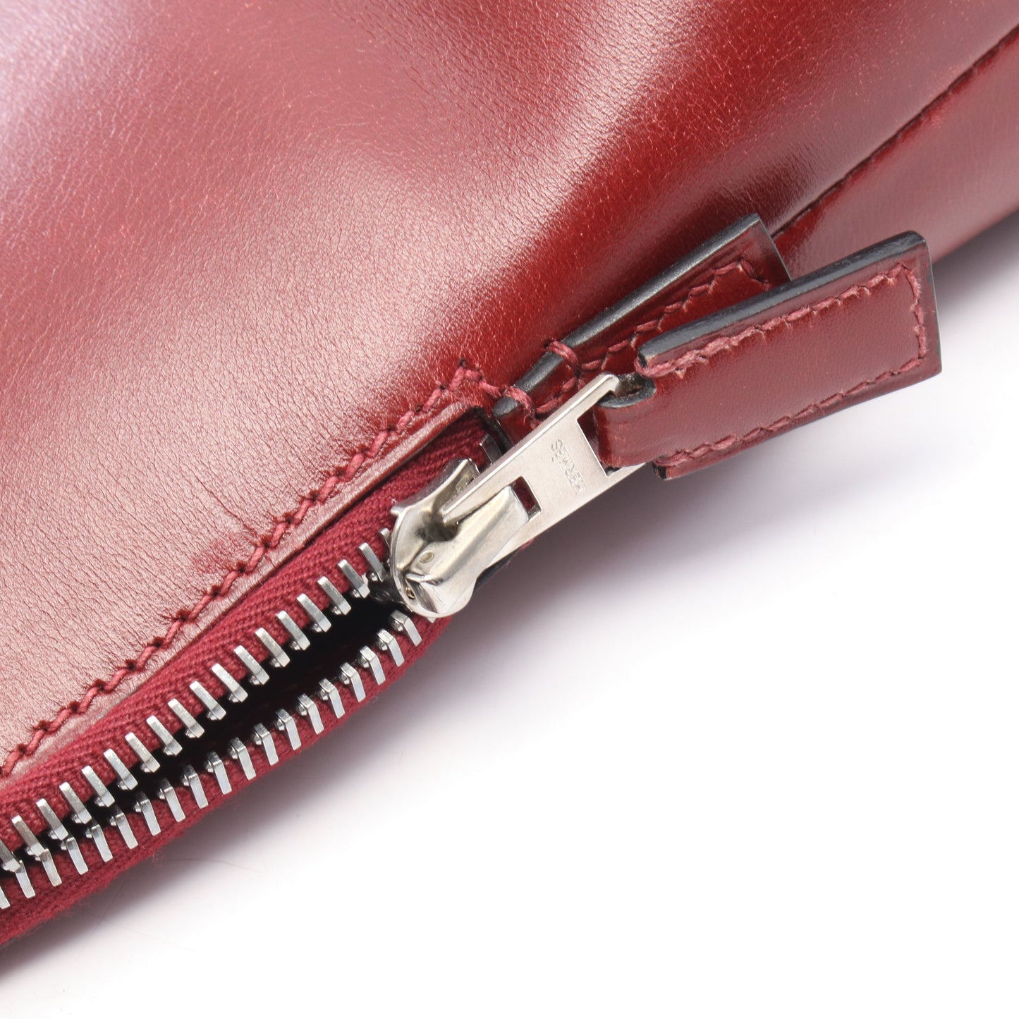 エスカパーダ ルージュアッシュ ハンドバッグ ボックスカーフ ボルドー シルバー金具 □E刻印 エルメス バッグ HERMES