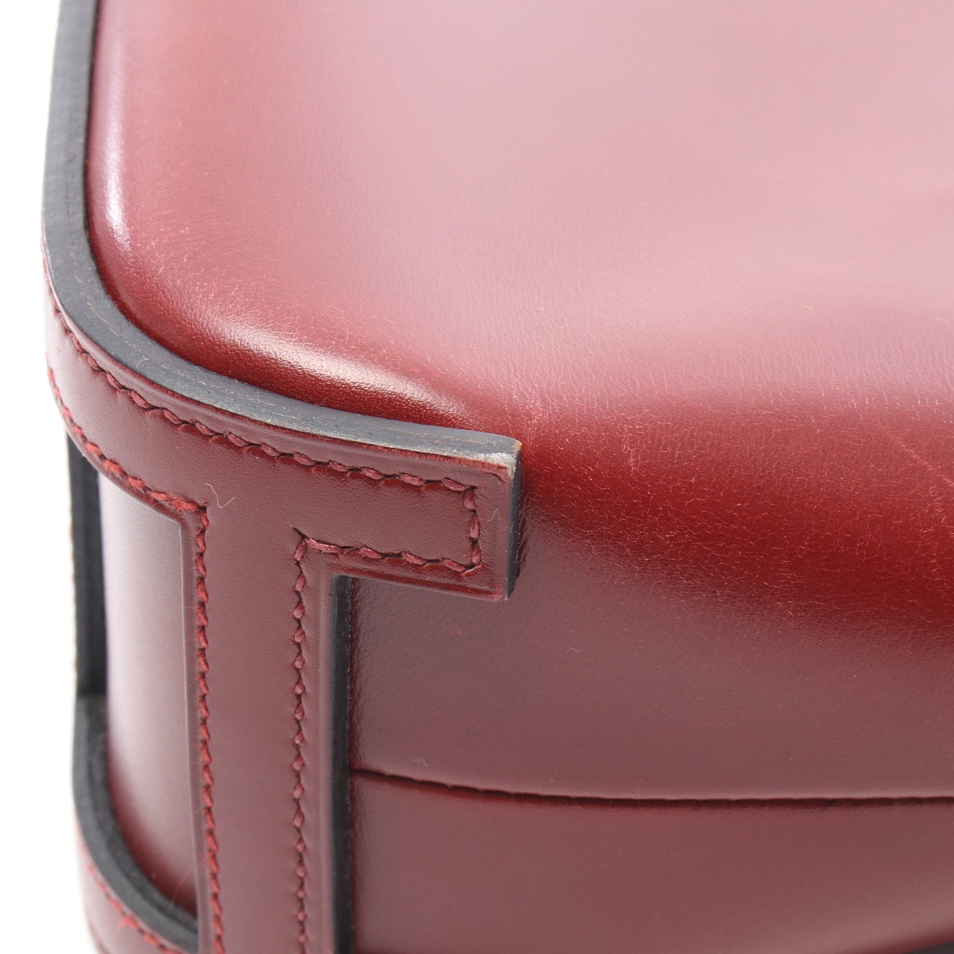 エスカパーダ ルージュアッシュ ハンドバッグ ボックスカーフ ボルドー シルバー金具 □E刻印 エルメス バッグ HERMES