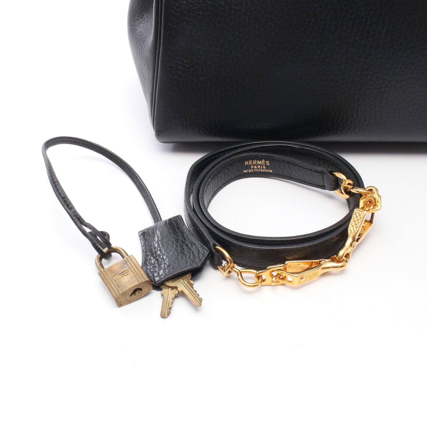 ケリー32 内縫い 2WAY ハンドバッグ アルデンヌ ブラック ゴールド金具 ○U刻印 エルメス バッグ HERMES
