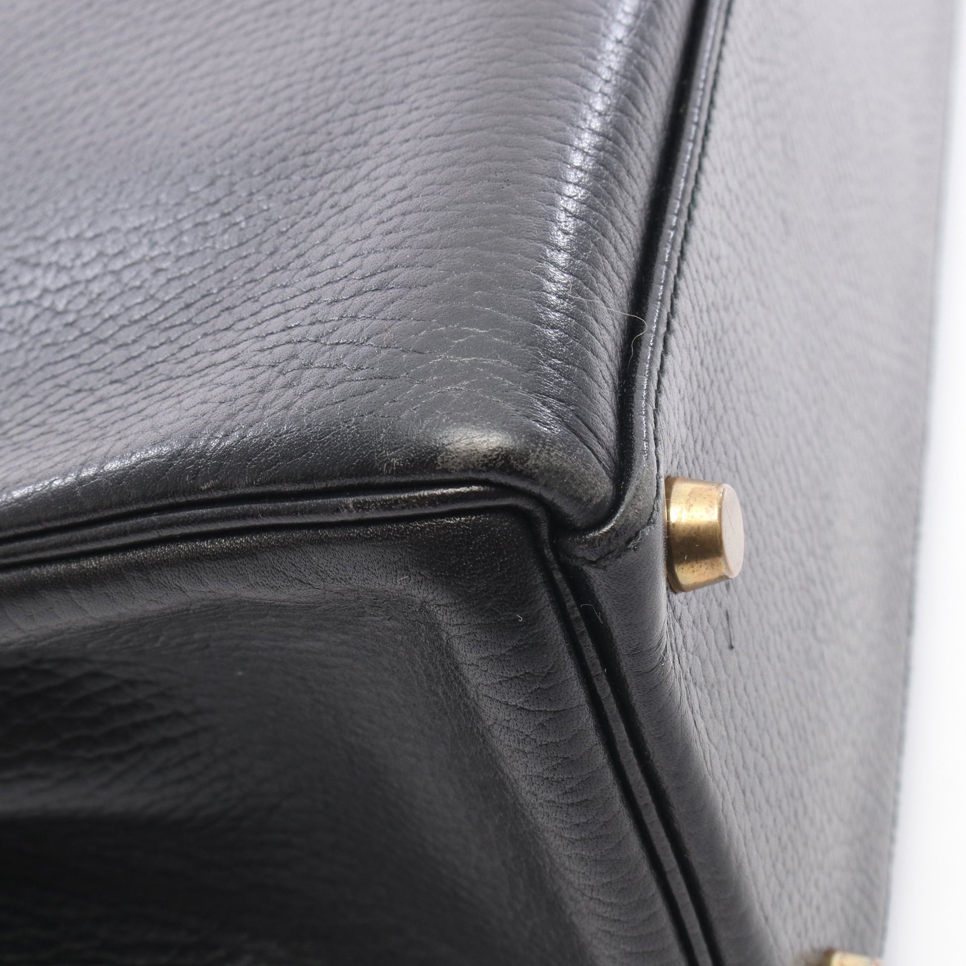 ケリー32 内縫い 2WAY ハンドバッグ アルデンヌ ブラック ゴールド金具 ○U刻印 エルメス バッグ HERMES