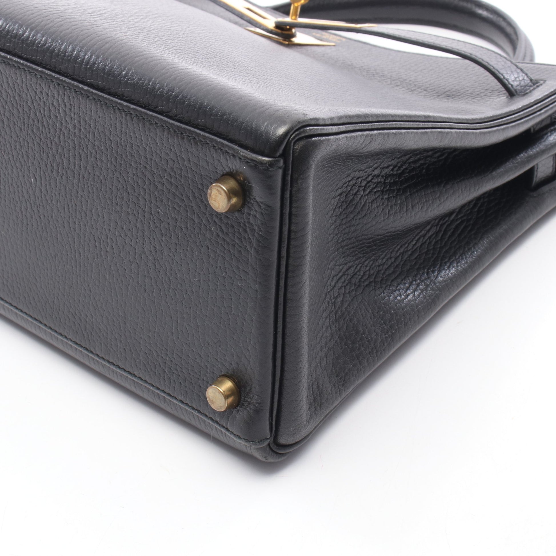 ケリー32 内縫い 2WAY ハンドバッグ アルデンヌ ブラック ゴールド金具 ○U刻印 エルメス バッグ HERMES