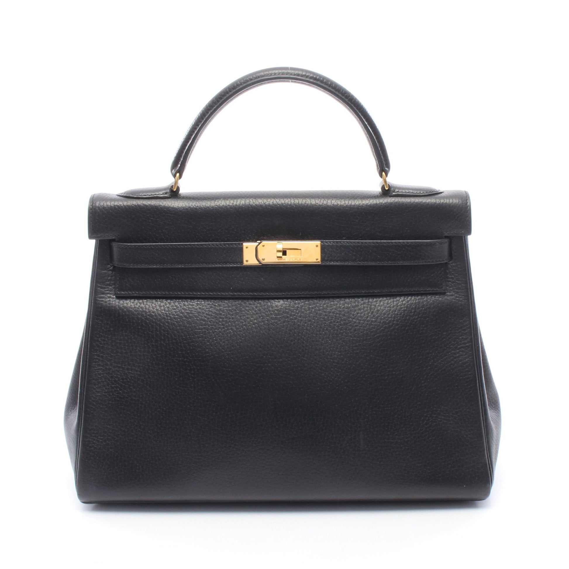 ケリー32 内縫い 2WAY ハンドバッグ アルデンヌ ブラック ゴールド金具 ○U刻印 エルメス バッグ HERMES