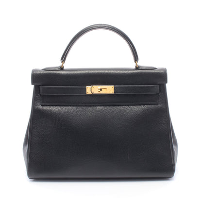 ケリー32 内縫い 2WAY ハンドバッグ アルデンヌ ブラック ゴールド金具 ○U刻印 エルメス バッグ HERMES