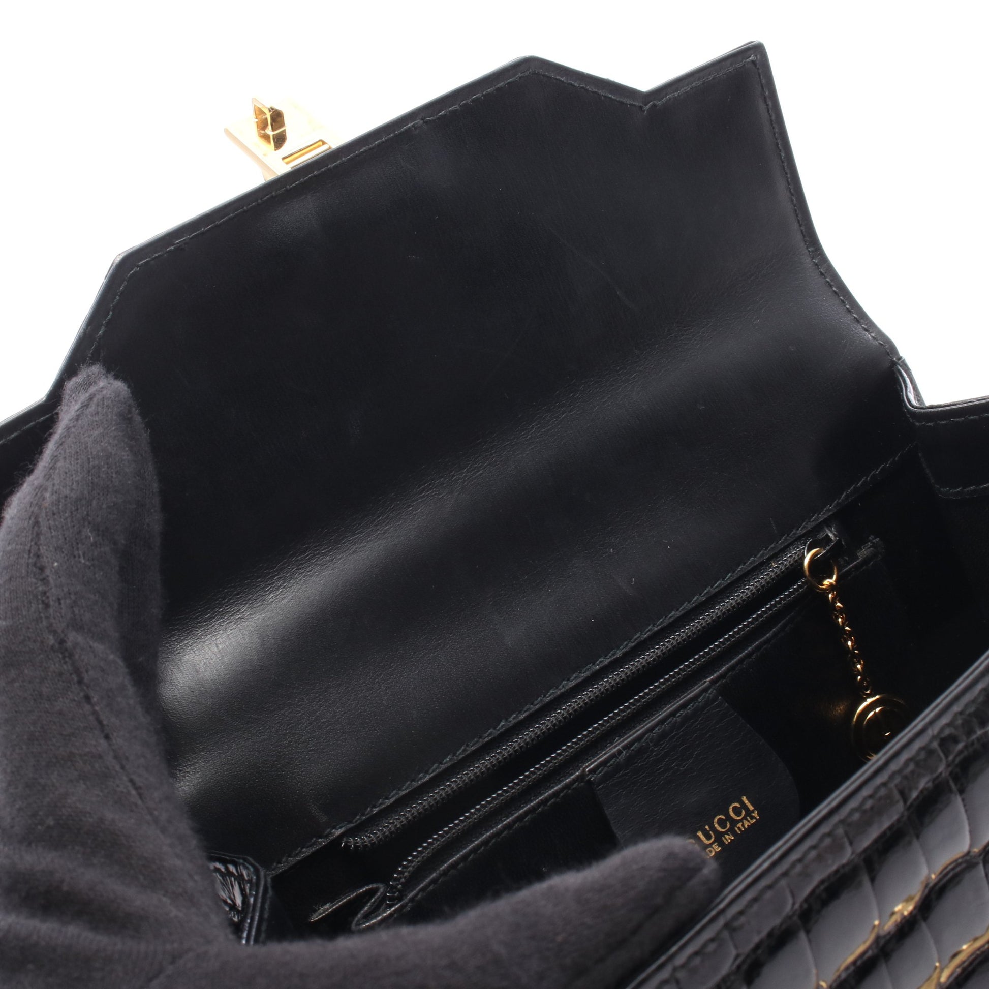 レディロック 2WAY ハンドバッグ クロコダイル ブラック グッチ バッグ GUCCI