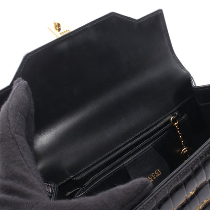 レディロック 2WAY ハンドバッグ クロコダイル ブラック グッチ バッグ GUCCI