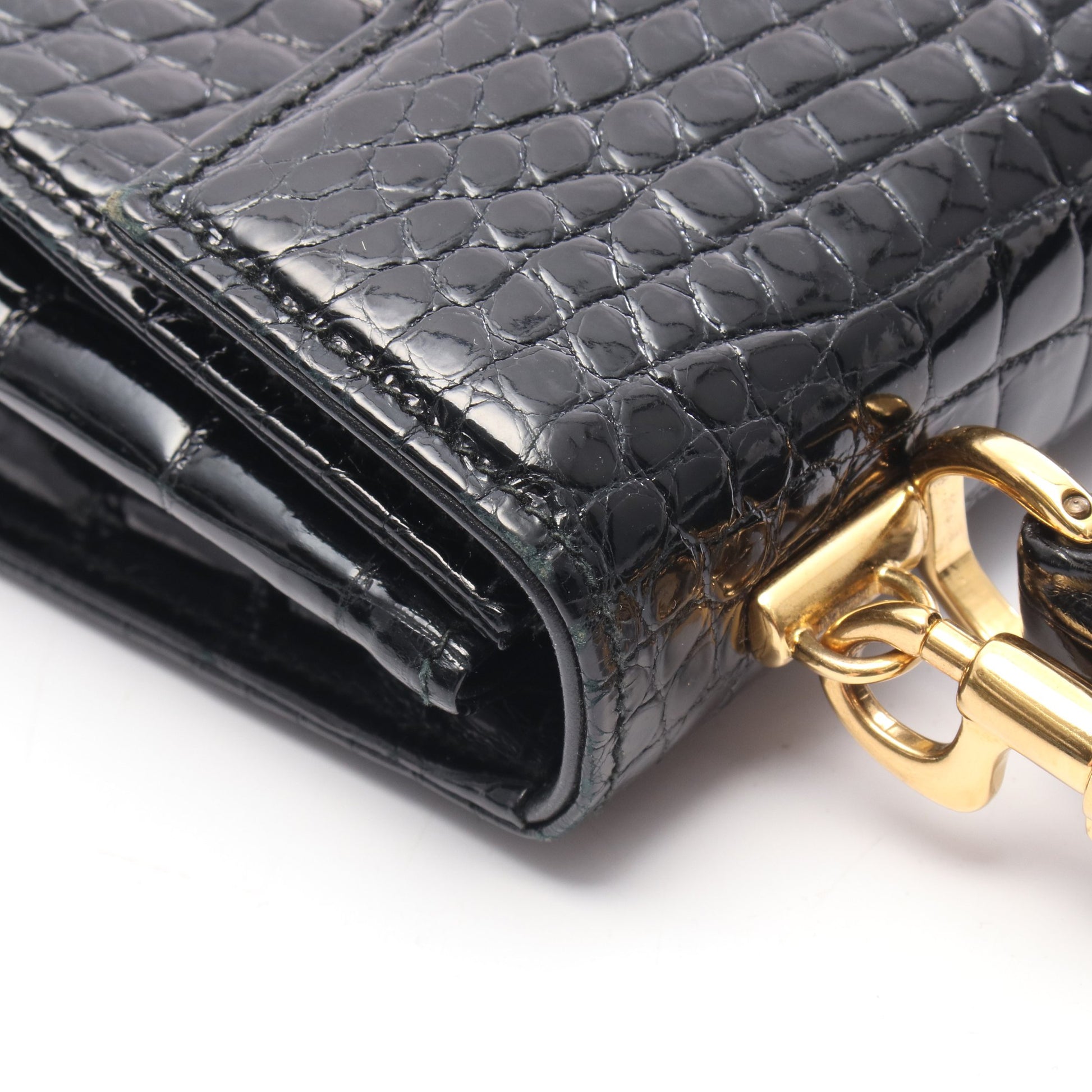 レディロック 2WAY ハンドバッグ クロコダイル ブラック グッチ バッグ GUCCI